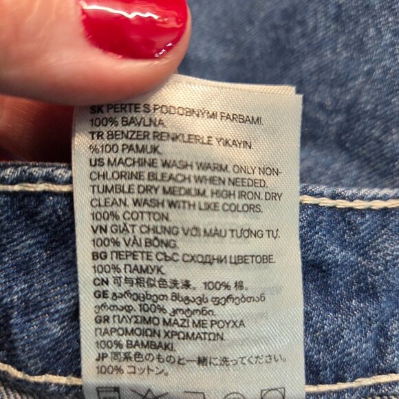 H&M &Denim Size 10 Medium Wash Denim Blue Button Jean Mini Skirt - Picture 3 of 11